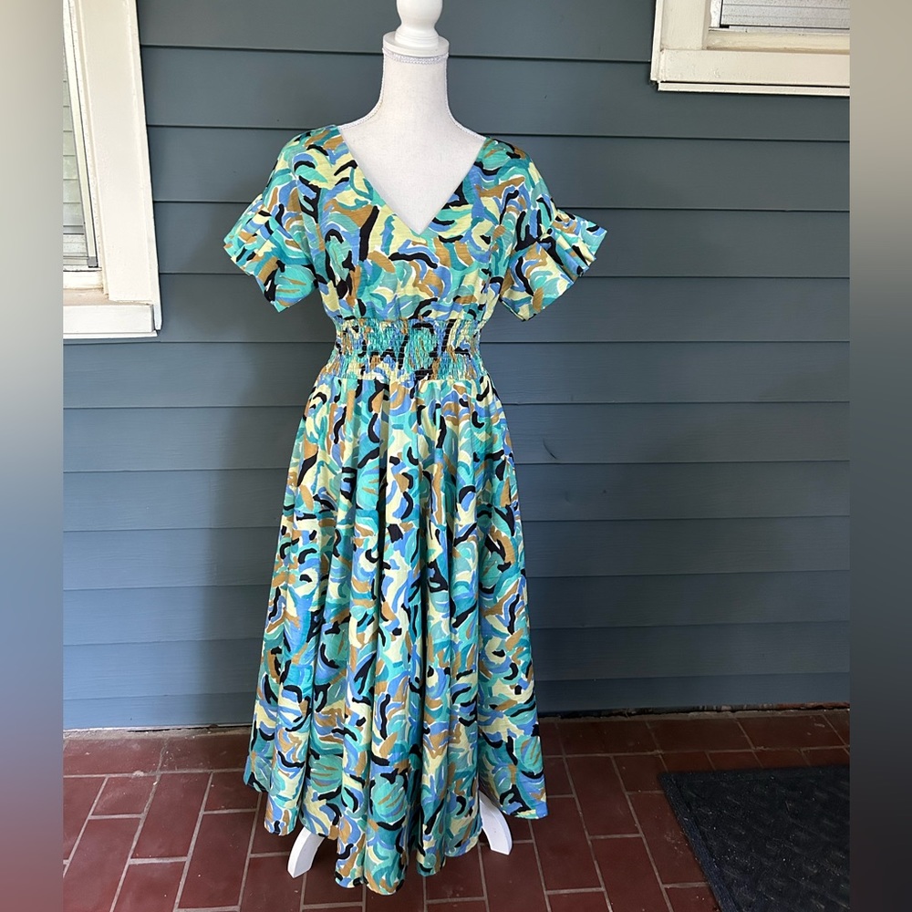 NWT LILI SIDONIO Mint Print Midi Dress Size Medium